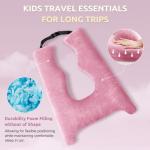 FAIORD Car Pillow for Kids, Travel Pillow with Adjustable Strap, U-Shaped Pillow for Adults and Children to Support Head and Body Road Trip Essentials (Pink)