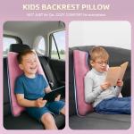 FAIORD Car Pillow for Kids, Travel Pillow with Adjustable Strap, U-Shaped Pillow for Adults and Children to Support Head and Body Road Trip Essentials (Pink)