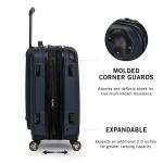 Kenneth Cole REACTION Renegade Luggage Expandable 8-Wheel Spinner Lightweight Hardside Suitcase, Navy Blue, 20-Inch Carry On