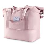 Travel Duffel Bag - Large Shoulder Weekender Overnight Bag, Carry on Bags with Wet Pocket, Waterproof Expandable Duffel Bags with Trolley Sleeve for Sports Travel Gym, Pink