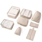8 Pieces Mesh Packing Cubes for Travel, Luggage Packing Organizers Bags Set, Travel Essentials Suitcases Accessories with Laundry Bag, Storage Shoe Bag, Clothing Underwear Bag (Cream, 8 set)