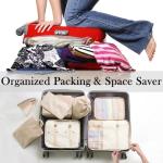 8 Pieces Mesh Packing Cubes for Travel, Luggage Packing Organizers Bags Set, Travel Essentials Suitcases Accessories with Laundry Bag, Storage Shoe Bag, Clothing Underwear Bag (Cream, 8 set)