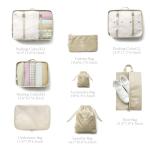 8 Pieces Mesh Packing Cubes for Travel, Luggage Packing Organizers Bags Set, Travel Essentials Suitcases Accessories with Laundry Bag, Storage Shoe Bag, Clothing Underwear Bag (Cream, 8 set)