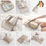 8 Pieces Mesh Packing Cubes for Travel, Luggage Packing Organizers Bags Set, Travel Essentials Suitcases Accessories with Laundry Bag, Storage Shoe Bag, Clothing Underwear Bag (Cream, 8 set)