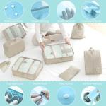 8 Pieces Mesh Packing Cubes for Travel, Luggage Packing Organizers Bags Set, Travel Essentials Suitcases Accessories with Laundry Bag, Storage Shoe Bag, Clothing Underwear Bag (Cream, 8 set)