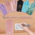 ACdream Luggage Tags 2 Pack, Leather Suitcase Identifiers, Cute Cruise ID Labels with Privacy Cover fits on Backpack for Women, Men, Adults, Kids, Travel Bag, Glitter Rose Gold