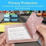 ACdream Luggage Tags 2 Pack, Leather Suitcase Identifiers, Cute Cruise ID Labels with Privacy Cover fits on Backpack for Women, Men, Adults, Kids, Travel Bag, Glitter Rose Gold