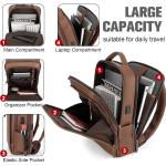 Tzowla Leather Laptop Backpack Bag for Men and Women Business Travel Work Rucksack Fits 15.6 Inch Laptop Bookbag with USB and T