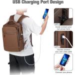 Tzowla Leather Laptop Backpack Bag for Men and Women Business Travel Work Rucksack Fits 15.6 Inch Laptop Bookbag with USB and T