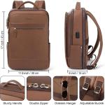 Tzowla Leather Laptop Backpack Bag for Men and Women Business Travel Work Rucksack Fits 15.6 Inch Laptop Bookbag with USB and T