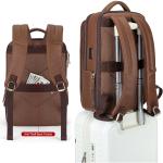 Tzowla Leather Laptop Backpack Bag for Men and Women Business Travel Work Rucksack Fits 15.6 Inch Laptop Bookbag with USB and T