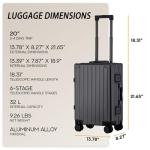 VATILIN 20 Inch All Aluminum Carry On Luggage 22x14x9 Airline Approved with Spinner Wheels,Hard Shell Zipperless Lightweight Small Suitcase with TSA Approved for Travel Business Women Men,Black