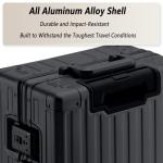 VATILIN 20 Inch All Aluminum Carry On Luggage 22x14x9 Airline Approved with Spinner Wheels,Hard Shell Zipperless Lightweight Small Suitcase with TSA Approved for Travel Business Women Men,Black