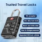 SURE LOCK TSA Locks for Luggage, TSA Approved Luggage Locks with Open Alert, 008 Key for High Security, Easy Read Dials, Zinc Alloy Body, Locker Lock for Suitcase, Gym, Travel. (Black 2 pk)