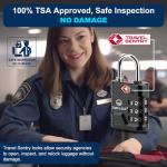 SURE LOCK TSA Locks for Luggage, TSA Approved Luggage Locks with Open Alert, 008 Key for High Security, Easy Read Dials, Zinc Alloy Body, Locker Lock for Suitcase, Gym, Travel. (Black 2 pk)