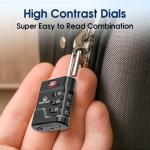 SURE LOCK TSA Locks for Luggage, TSA Approved Luggage Locks with Open Alert, 008 Key for High Security, Easy Read Dials, Zinc Alloy Body, Locker Lock for Suitcase, Gym, Travel. (Black 2 pk)