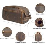 LEATHER VILLAGE Premium Leather Toiletry Travel Pouch With Waterproof Lining - Brown | King-Size Handcrafted Vintage Dopp Kit Bag, Shaving & Bathroom Organizer, Gift for Men & Women
