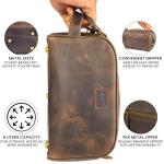 LEATHER VILLAGE Premium Leather Toiletry Travel Pouch With Waterproof Lining - Brown | King-Size Handcrafted Vintage Dopp Kit Bag, Shaving & Bathroom Organizer, Gift for Men & Women