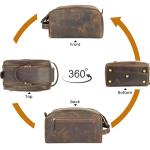 LEATHER VILLAGE Premium Leather Toiletry Travel Pouch With Waterproof Lining - Brown | King-Size Handcrafted Vintage Dopp Kit Bag, Shaving & Bathroom Organizer, Gift for Men & Women