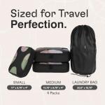 Shacke 6 Set Packing Cubes for Travel - Compression Packing Bags/Travel Organizer - Luggage Organizer Bags for Traveling - Travel Essentials for Women - Cruise Must Haves Packing List (Pure Black)