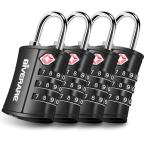 4 Pack TSA Approved Travel Luggage Locks, Combination Lock Keyless, 3-Digit Padlocks, Travel Sentry Accepted Compatible Padlock for Gym Locker, Golf Bag Case, Backpack, Black-by GIVERARE