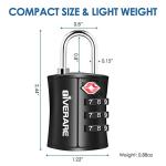 4 Pack TSA Approved Travel Luggage Locks, Combination Lock Keyless, 3-Digit Padlocks, Travel Sentry Accepted Compatible Padlock for Gym Locker, Golf Bag Case, Backpack, Black-by GIVERARE