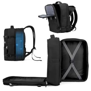 coowoz Large Travel Backpack For Women Men, Carry On Backpack,Hiking Backpack Waterproof Outdoor Sports Rucksack Casual Daypack Expandable Heavy Duty Extra large Backpack Black Expansion