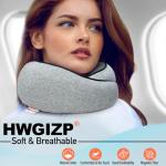 HWGIZP Travel Pillow | High-Density Memory Foam Pillow with 360° Surround Support. Ergonomically Designed. Ideal for Airplane Travel and Home Use. (Light Gray)