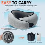 HWGIZP Travel Pillow | High-Density Memory Foam Pillow with 360° Surround Support. Ergonomically Designed. Ideal for Airplane Travel and Home Use. (Light Gray)