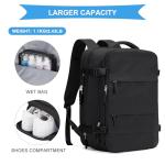 coowoz Large Travel Backpack For Women Men, Carry On Backpack,Hiking Backpack Waterproof Outdoor Sports Rucksack Casual Daypack Expandable Heavy Duty Extra large Backpack Black Expansion