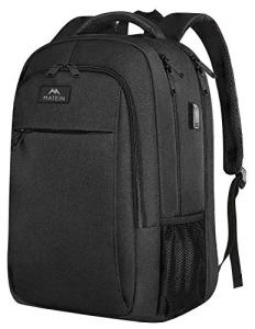 MATEIN Extra Large Travel Backpack, TSA Friendly 18.4 Inch Laptop Backpack with USB Charging Port, Anti Theft Flight Approved Business Work College Computer Big Bag for Women Men, Black