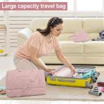 Travel Duffle Bag, Weekender Bags for Women with Shoe Compartment & Wet Toiletry Pocket , Carry on Overnight Hospital Bag for Woman Labor Delivery, Gym, Trip, Ideal Christmas Gift for Women Pink