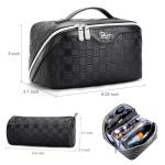 BOYATU Travel Makeup Bag Organizer Cosmetic Bag: 3 Pcs Set Make up Bags for Women with Handle - Waterproof Vegan Leather Toiletry Bags Travel Essentials Pouch with Compartments (01-Black)