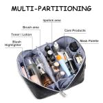 BOYATU Travel Makeup Bag Organizer Cosmetic Bag: 3 Pcs Set Make up Bags for Women with Handle - Waterproof Vegan Leather Toiletry Bags Travel Essentials Pouch with Compartments (01-Black)