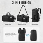 G4Free 3-in-1 Travel Duffle Bag for Men and Women, 50L Large Gym Sports Bags Tactical Military Duffle Backpack with Shoes Compartment and Wet Pocket (Black)