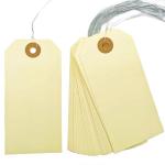 Pre-Strung Blank Shipping Labels with Wire, 120 PCS 4 3/4" x 2 3/8" Manila Hang Tabs for Luggage, Price & Gift Tagging | Write-On Surface for Inventory, Repair, Crafts & Multipurpose Use