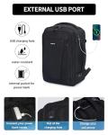 ECOHUB 17'' Small Travel Backpack, United Airlines Personal Item Bag 16.7"x10"x8" with 13 Pockets Carry on Backpack with USB Port Luggage Sleeve Travel Essentials for Men Women Water Resistant, Black