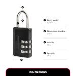 Master Lock Black Combination Padlock, Indoor Gym Locker Lock with Customizable 3-Digit Code for Luggage, Backpacks, Cabinets, 647D