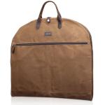 Polare 43” Waxed Canvas Full Grain Leather Trim Carry On Garment Bag for Travel, Waterproof Dust-Proof Foldable Hanging Suitcase Weekender Garment Cover with YKK Zipper