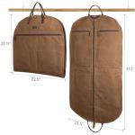 Polare 43” Waxed Canvas Full Grain Leather Trim Carry On Garment Bag for Travel, Waterproof Dust-Proof Foldable Hanging Suitcase Weekender Garment Cover with YKK Zipper
