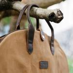 Polare 43” Waxed Canvas Full Grain Leather Trim Carry On Garment Bag for Travel, Waterproof Dust-Proof Foldable Hanging Suitcase Weekender Garment Cover with YKK Zipper