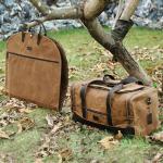 Polare 43” Waxed Canvas Full Grain Leather Trim Carry On Garment Bag for Travel, Waterproof Dust-Proof Foldable Hanging Suitcase Weekender Garment Cover with YKK Zipper