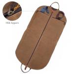 Polare 43” Waxed Canvas Full Grain Leather Trim Carry On Garment Bag for Travel, Waterproof Dust-Proof Foldable Hanging Suitcase Weekender Garment Cover with YKK Zipper