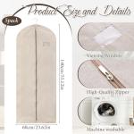 Oqqlin 5 Pcs Cotton Garment Bags for Hanging Clothes, 24 x 55 Inch Oxford Cloth Suit Bag Thickened Breathable Suit Dust Cover Hanging Garment Cover for Suits, Overcoats, Coats, Jackets, Shirts