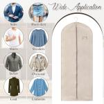 Oqqlin 5 Pcs Cotton Garment Bags for Hanging Clothes, 24 x 55 Inch Oxford Cloth Suit Bag Thickened Breathable Suit Dust Cover Hanging Garment Cover for Suits, Overcoats, Coats, Jackets, Shirts