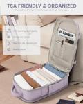 LOVEVOOK Travel Backpack For Women, 40L Carry On Backpack Flight Approved, TSA Personal Item Travel Bag Fits 17 Inch Laptop, Business Weekender Overnight Waterproof Daypack With 2 Cubes, Light Purple