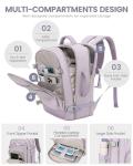 LOVEVOOK Travel Backpack For Women, 40L Carry On Backpack Flight Approved, TSA Personal Item Travel Bag Fits 17 Inch Laptop, Business Weekender Overnight Waterproof Daypack With 2 Cubes, Light Purple