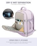 LOVEVOOK Travel Backpack For Women, 40L Carry On Backpack Flight Approved, TSA Personal Item Travel Bag Fits 17 Inch Laptop, Business Weekender Overnight Waterproof Daypack With 2 Cubes, Light Purple