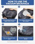 WEPLAN Vacuum Backpack Travel with Pump,Large Travel Backpack with Vacuum System,Mochila compresion al vacio,Flight Approved 18x14x8,Waterproof Carry on Personal Item Laptop Backpacks,Black