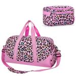 Choco Mocha Duffle Bag Kids Girls - Overnight Bags with Toiletry Bag for Weekender Travel Gym, Christmas Gifts for Girl Kid, Leopard Pink